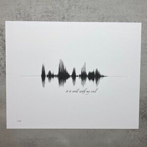 NEW It Is Well Soundwave Wall Art Print 8x10in Black White Christian Hymn Modern